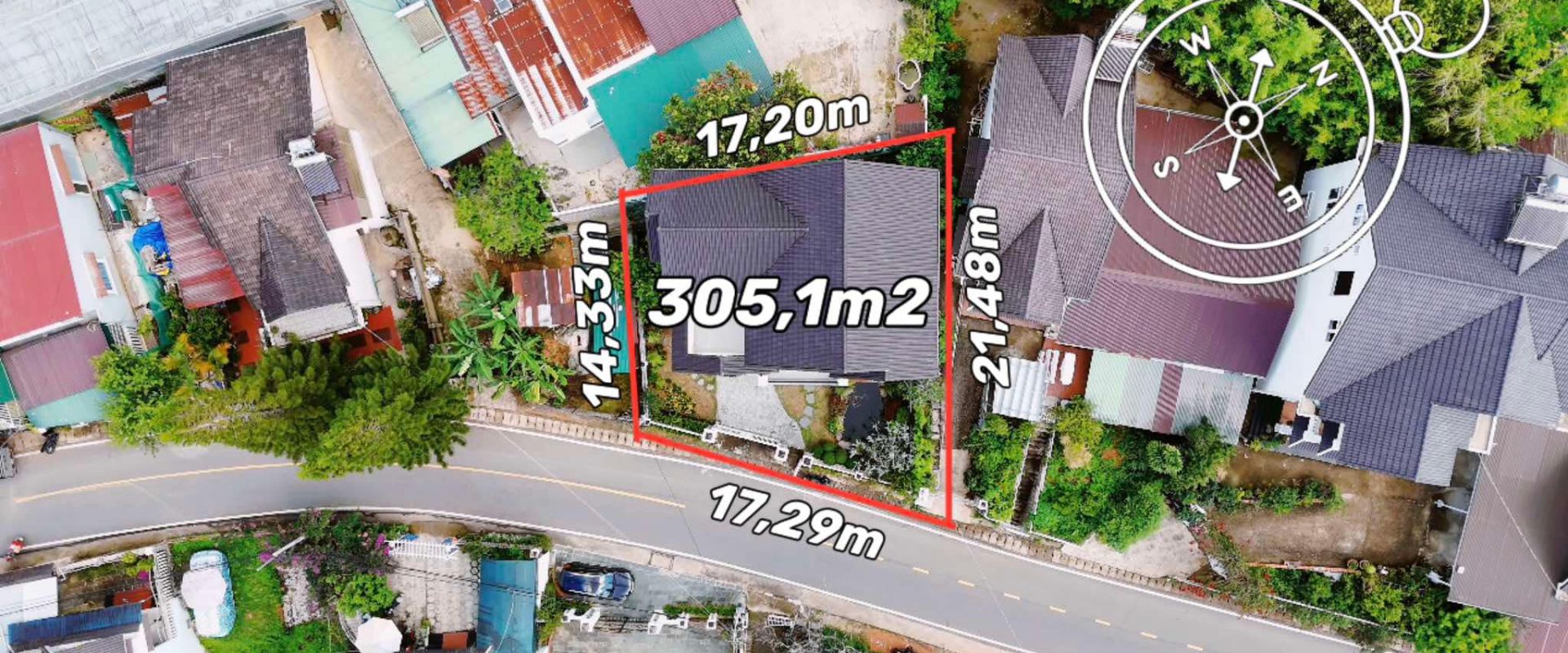 Biệt thự mặt tiền Trần Quang Khải Đà Lạt 305m2