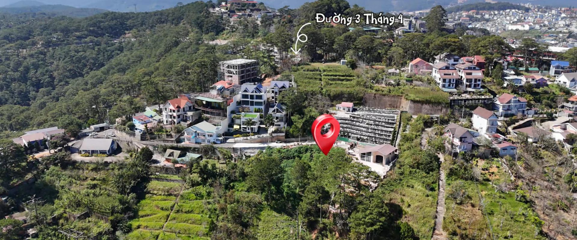 Đất view rừng thông Đà Lạt hẻm 3 tháng 4 1091m2