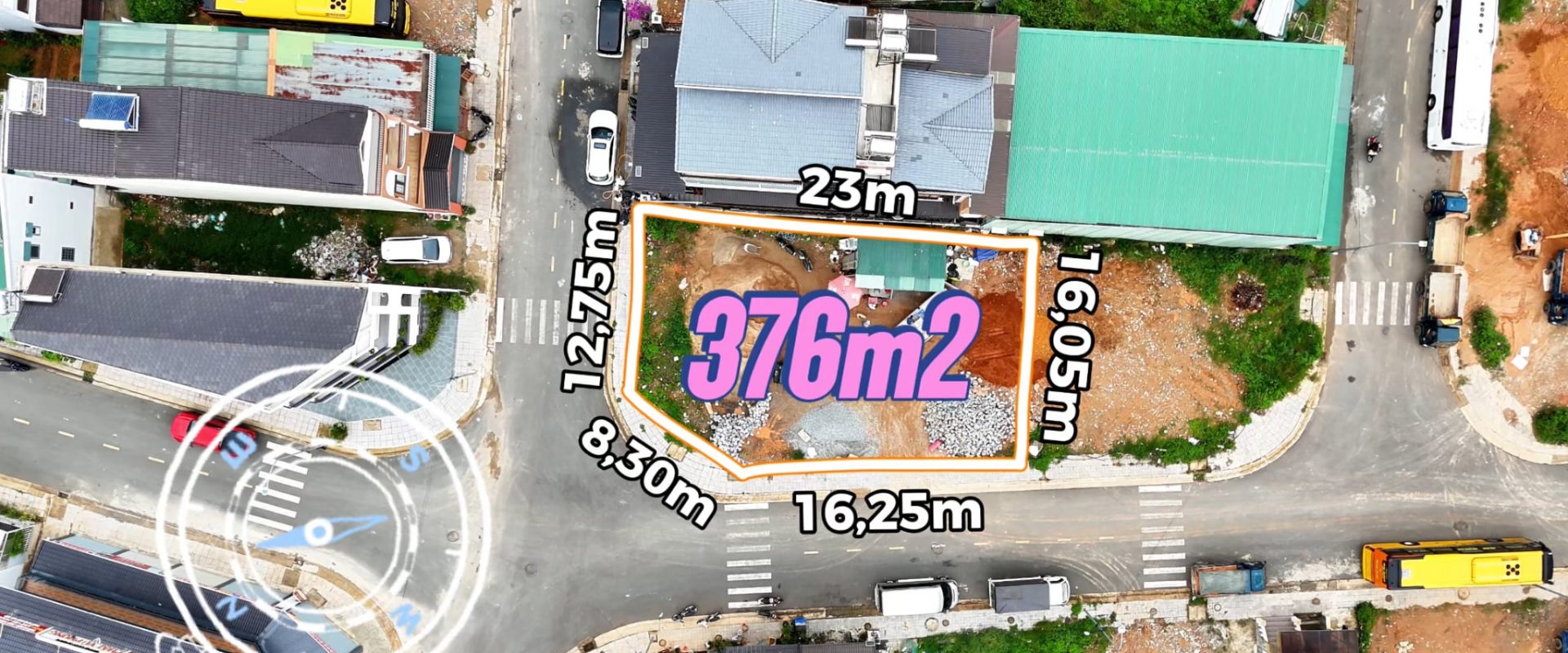 Đất 2 Mặt Tiền Khu Liên Hợp Thể Thao Đà Lạt 376m2